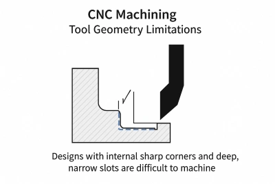  CNC machining, tool geometry limitation
