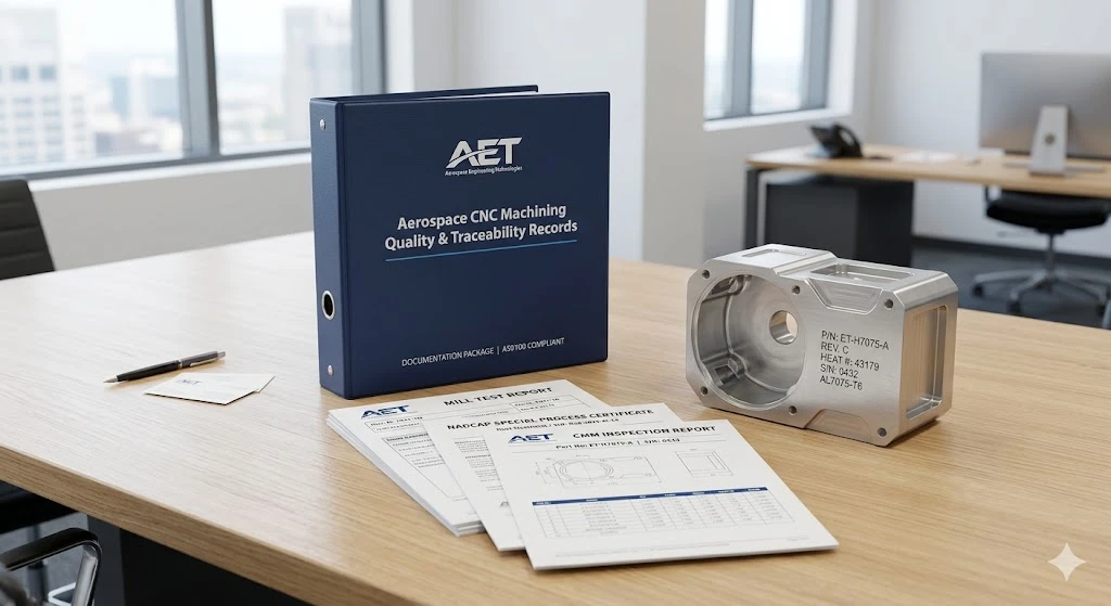 Complete aerospace CNC machined parts documentation package including mill certs, Nadcap records, and CMM reports. Complete aerospace CNC machined parts documentation package including mill certs, Nadcap records, and CMM reports.